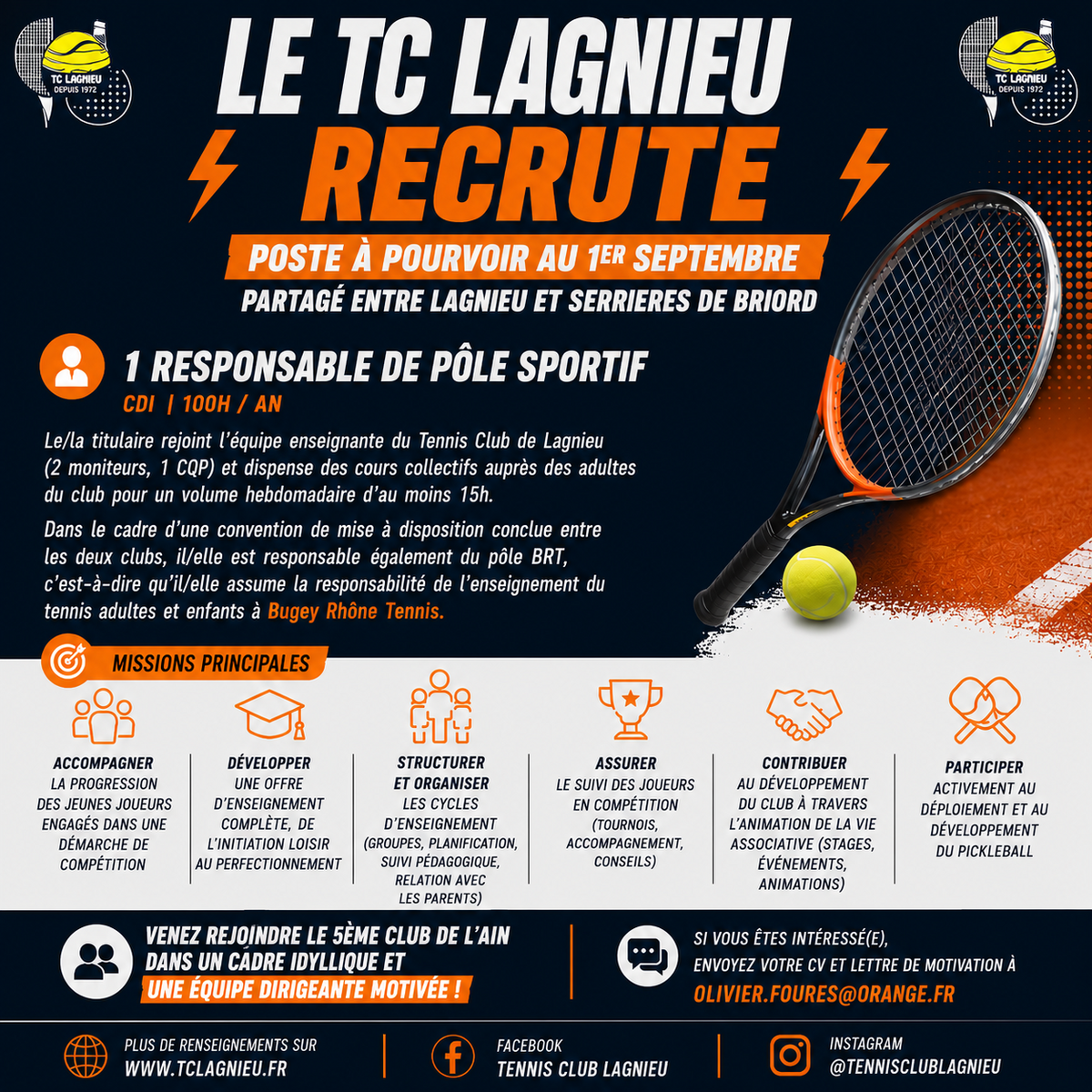💥 Le TC Lagnieu recrute 💥