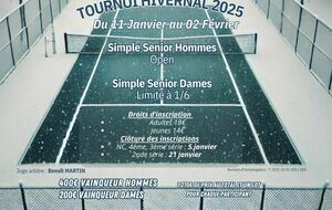 Tournoi d'hiver du 11 janvier au 2 février