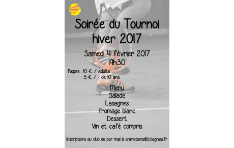 Soirée fin de tournoi hiver du TC Lagnieu